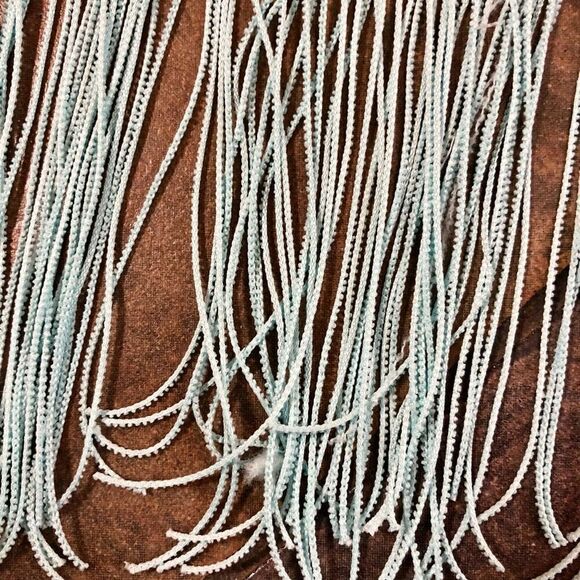 Melissa Paige Crochet Lace Maxi Sea Foam Teal Fringe on Bottom Medium - Picture 12 of 14